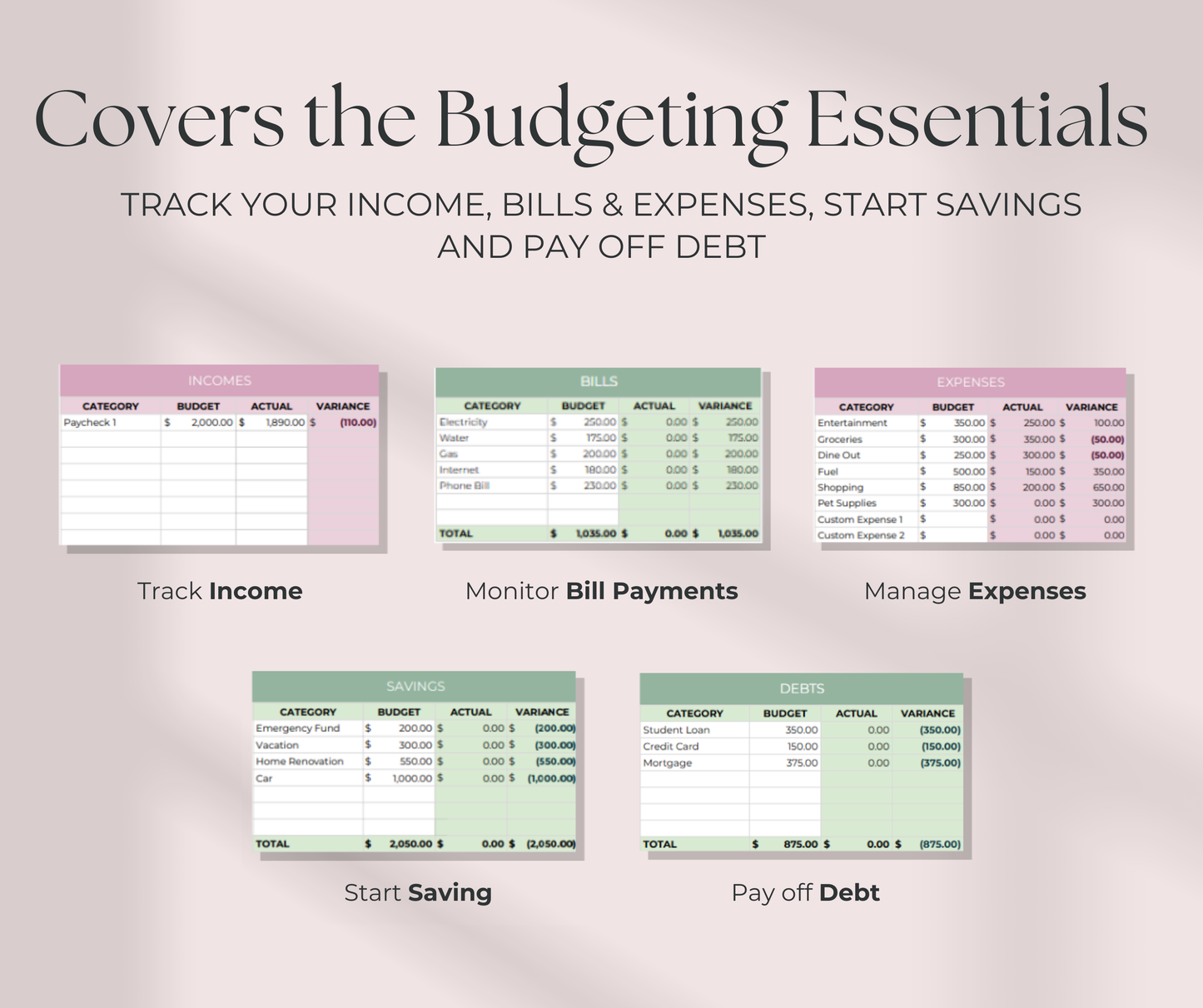 Simple Budget | Monthly, Weekly & Annual Planner | Savings Tracker & Bill Calendar | Google Sheets Budget Template