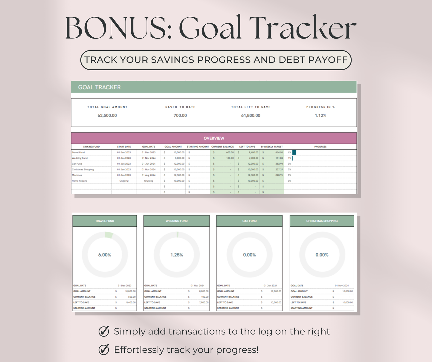 Simple Budget | Monthly, Weekly & Annual Planner | Savings Tracker & Bill Calendar | Google Sheets Budget Template